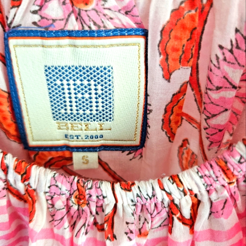 Bell By Alicia Bell Silk Orange Pink Floral Mini Dress - Picture 6 of 7